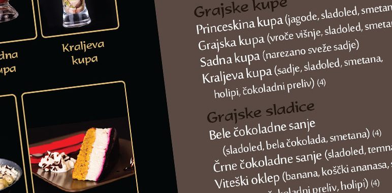 Grafično oblikovanje cenika za bar